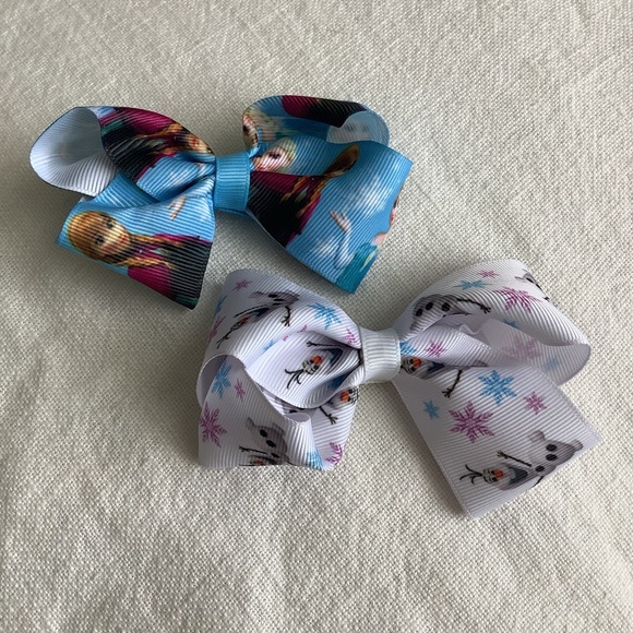 3/$15 🛒 Disney Frozen Elsa Anna Olaf hair bow set white blue toddler princess